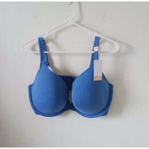 Cacique Collection Underwire Padded Boost Plunge Blue T Shirt Bra Size 38G